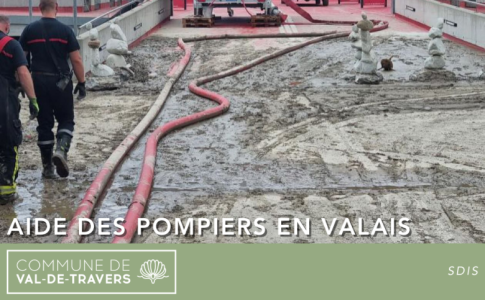 Aide des pompiers en Valais Val-de-Travers