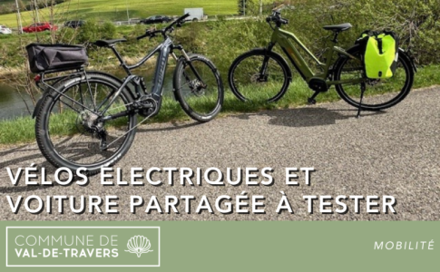 Vélos électriques et voiture partagée à tester Val-de-Travers