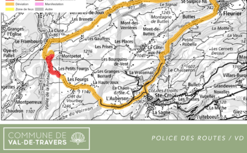 Déviation sur routes du Val-de-Travers